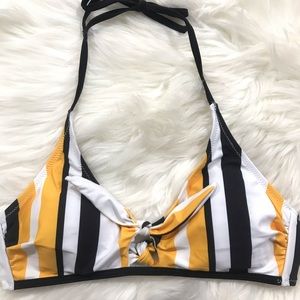 Vertical stripe halter top with ties details